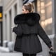 thumbnail image 4 of Chaqueta de invierno para mujer, con forro polar grueso, de piel sintética, ajustada, acolchada y de algodón, para adelgazar, 4 of 5