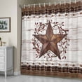 thumbnail image 5 of Country Star Shower Curtain, Rust Yellow Stars Berry Brown Plaid Beige Wood Grain Waterproof Shower Curtain Set with 12 Hooks Lightweight Bath Curtains Fabric Bathroom Decor 48x72 Inches, 5 of 9