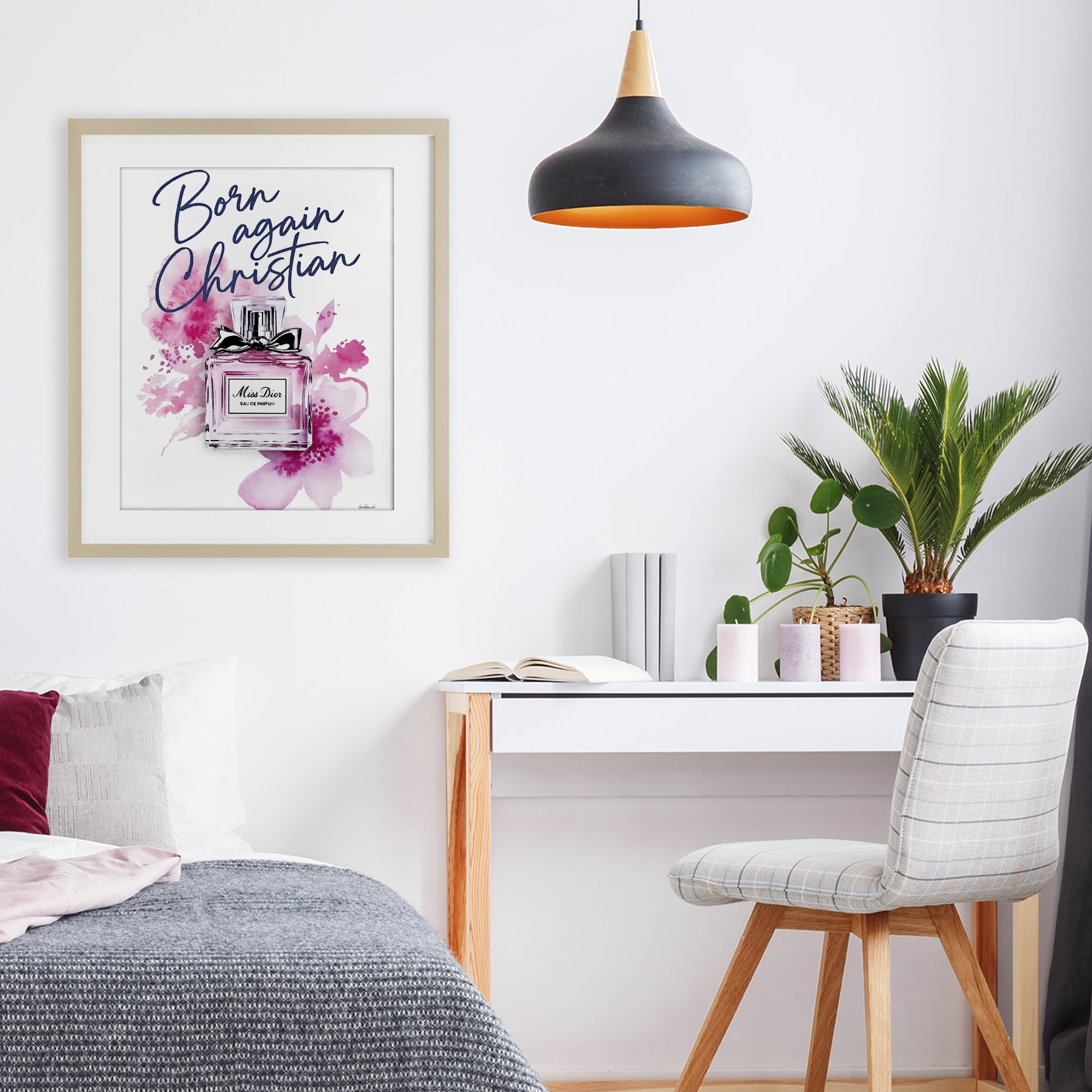 Born Again Christian with Fragrance Birch Framed Print Under Glass, design by Amanda Greenwood
