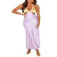 thumbnail image 4 of EIMELI Robe Longue d'Été pour Femmes Contraste Couleur Col Licou Décolleté en V Profond Sans Manches Dos Nu, 4 of 9