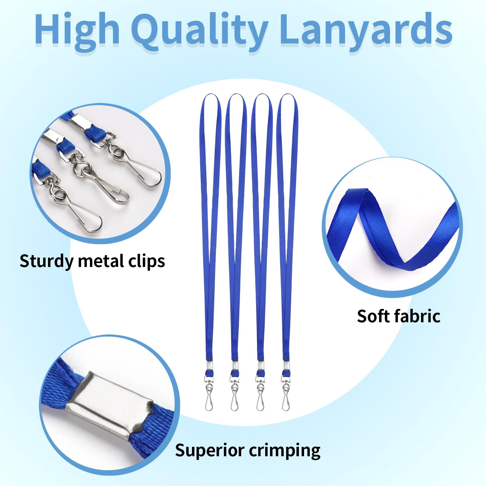 50/100 Pack Lanyards Bulk, Lanyards for Keys, Flat Neck Lanyard with Badge Clip Swivel Hook(Black, Blue, Navy Blue)
