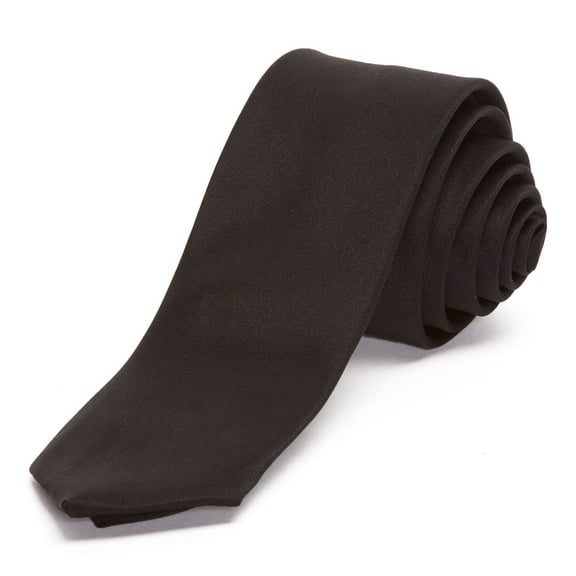 Mens Skinny 1.5" Inch Solid Black Necktie Tie