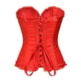 thumbnail image 3 of Fgvctg Womens Corset Tops Lace Waist Bustier Lingerie Strapless Red Corsets Plus Size Underbust Costumes Vintage Bodysuit Top Red 6XL, 3 of 3