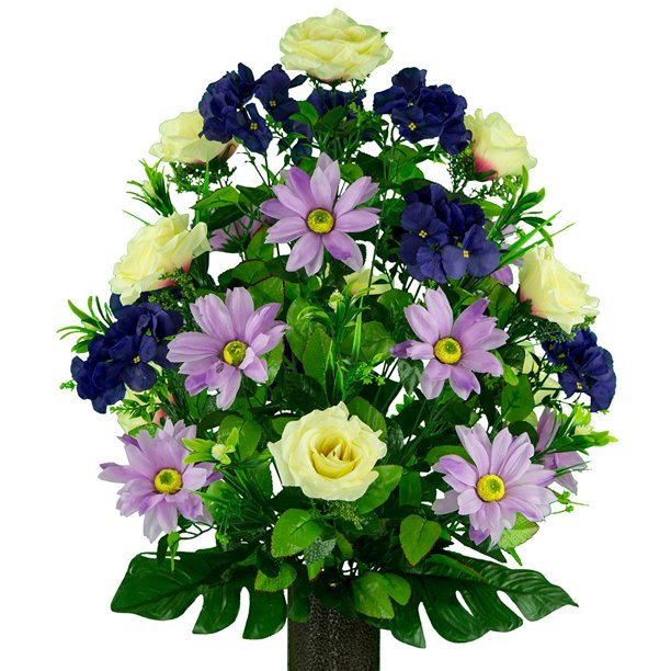 Sympathy Silks Artificial Cemetery Flowers Realistic Vibrant Daisies