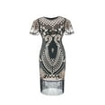 thumbnail image 1 of Pisexur Robes pour Femmes Manches Courtes Col Rond Robe de Boîte de Nuit Soirée Fête Mode Franges Robes de Retour à la Maison Tunique Robes de Cocktail pour Femmes Élégante Robe Midi en Dentelle, 1 of 2