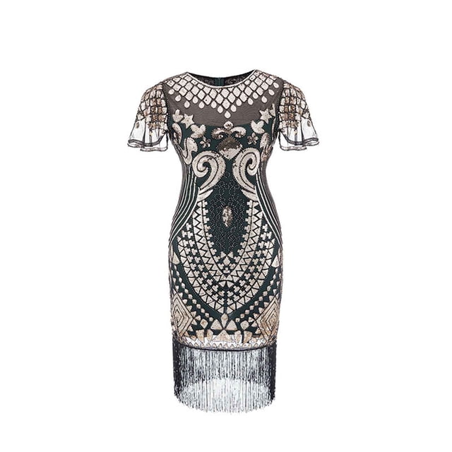 Pisexur Robes pour Femmes Manches Courtes Col Rond Robe de Boîte de Nuit Soirée Fête Mode Franges Robes de Retour à la Maison Tunique Robes de Cocktail pour Femmes Élégante Robe Midi en Dentelle