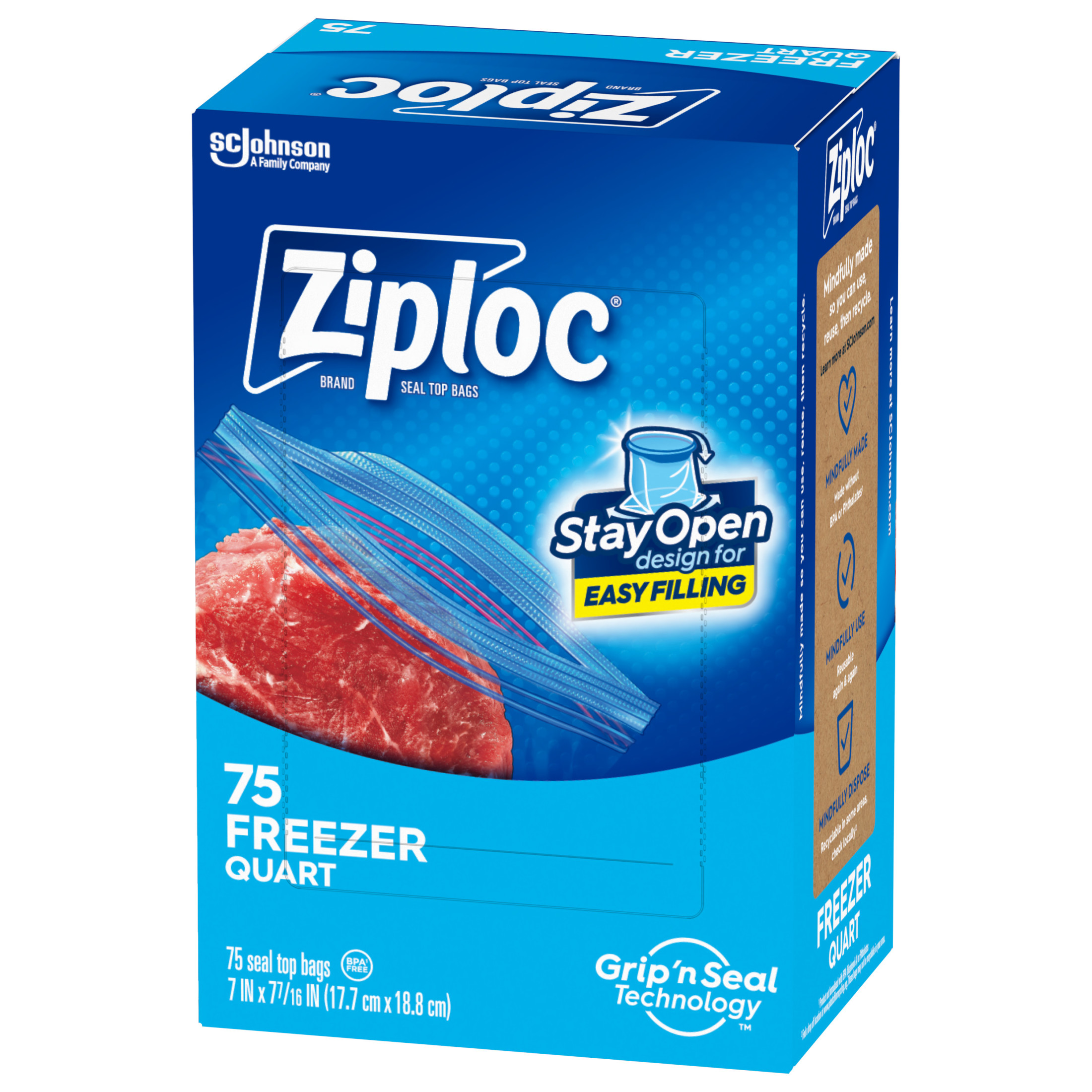 Ziploc Freezer Bags with Grip 'n Seal, Quart, 75 Count photo 7