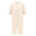 thumbnail image 5 of Women's Casual Suits Stylish Women's Cotton Linen Summer Suit with Wide Leg Pants Casual Loose Fit Two for Ladies for Summer, 5 of 8