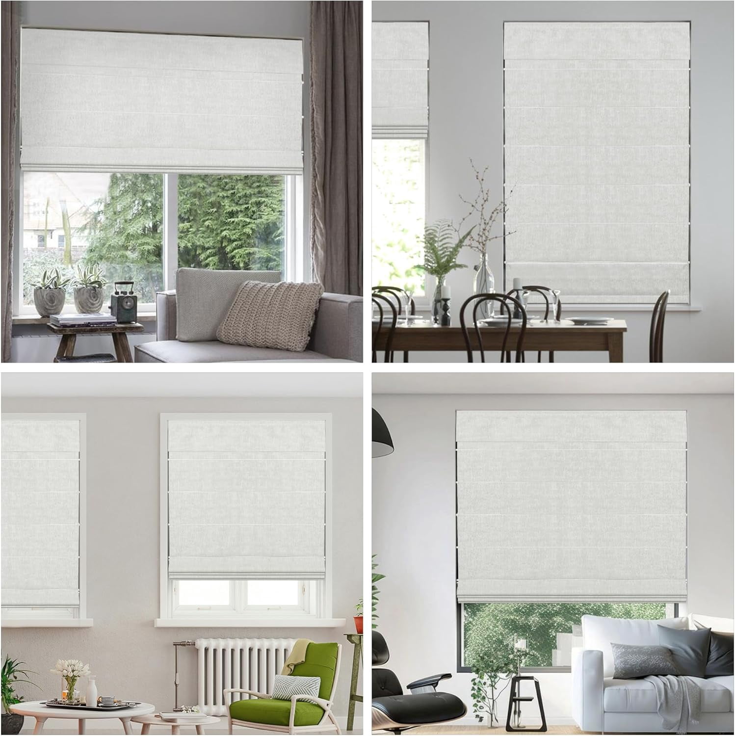 LazBlinds Cordless Roman Shades for Windows, Blackout Room Darkening Thermal Insulated Window Blinds, Lightweight Fabric Blinds for Indoor Windows, 26" W x 60" H, Off White