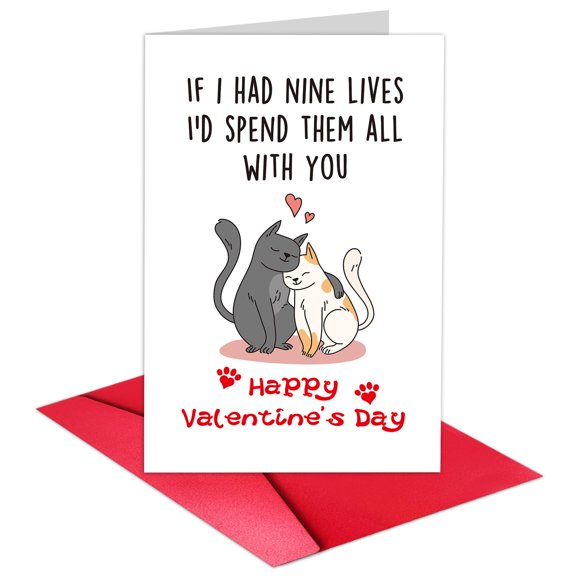 Tarjeta de San Valentín Pareja de Gatos TQDaiker con Sobre