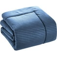 thumbnail image 3 of 500-TC Egyptian Cotton All Season Comforter for Adults Oversized King Plus Size 120" x 128" Inches, 1pc Comforter Box Stitched with 4 Corner Tabs, 300 GSM Comforter, Med. Blue Stripe, 3 of 4
