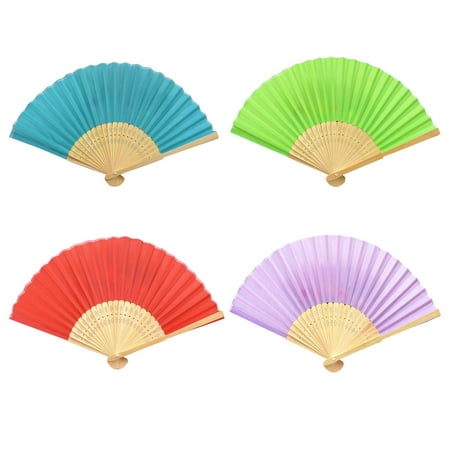 

4pc Folding Fans Handheld Fans PaperRetro Summer Folding Decorative Folding Fans Green Red Blue and Purple