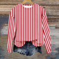 thumbnail image 4 of oqasdz Sweatshirt for Women Fashion Striped Crewneck Long Sleeve Pullover Knit Pullover Top Festival Celebration Comfort Cozy Casual Outdoor, 4 of 5