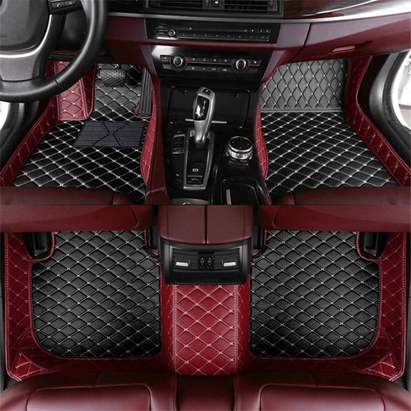 Tuqiang Car floor mats for Toyota Sienna II 7-Seat (2004-2010) Professional Grade Floor Mats Black and Red