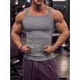 thumbnail image 4 of Men's Square Neck Ribbed Slim Fit Sports Tank Top Light Gray XL, 4 of 10