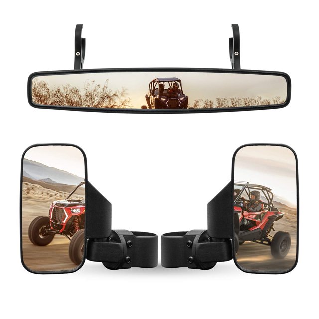 Set de espejos UTV con visión trasera lateral y central para Polaris RZR Honda