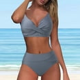 thumbnail image 5 of TOWED22 Women's High Waisted Bikini Sets Two Piece Swimsuit Tummy Control Bathing Suit V Neck Swimwear Swim Suit（Grey,S）, 5 of 9