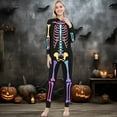 thumbnail image 2 of HNMKIU Halloween Family Matching Skeleton Print Hooded Zip-Up -Piece Pajama Jumpsuit For Mom And Child Cozy Cosplay Outfit Set, 2 of 6