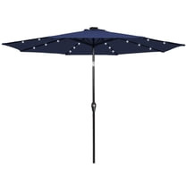 LYYHTY 9FT Solar Patio Umbrella with 18 LED Lights, Outdoor Market Umbrella with Tilt and Crank, Fade-Resistant Polyester Canopy, Vented Design for Garden, Pool, Deck, Navy