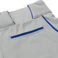 thumbnail image 4 of Champro Sports Triple Crown Open-Bottom Baseball Pants with Side Insert, Youth Medium, Grey with Royal Insert, 4 of 5