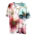 thumbnail image 5 of ITSAME Plus Size Blouses for Women, Floral Print Crewneck Short Sleeve Casual Fashion Tops Multicolor Size XL, 5 of 6