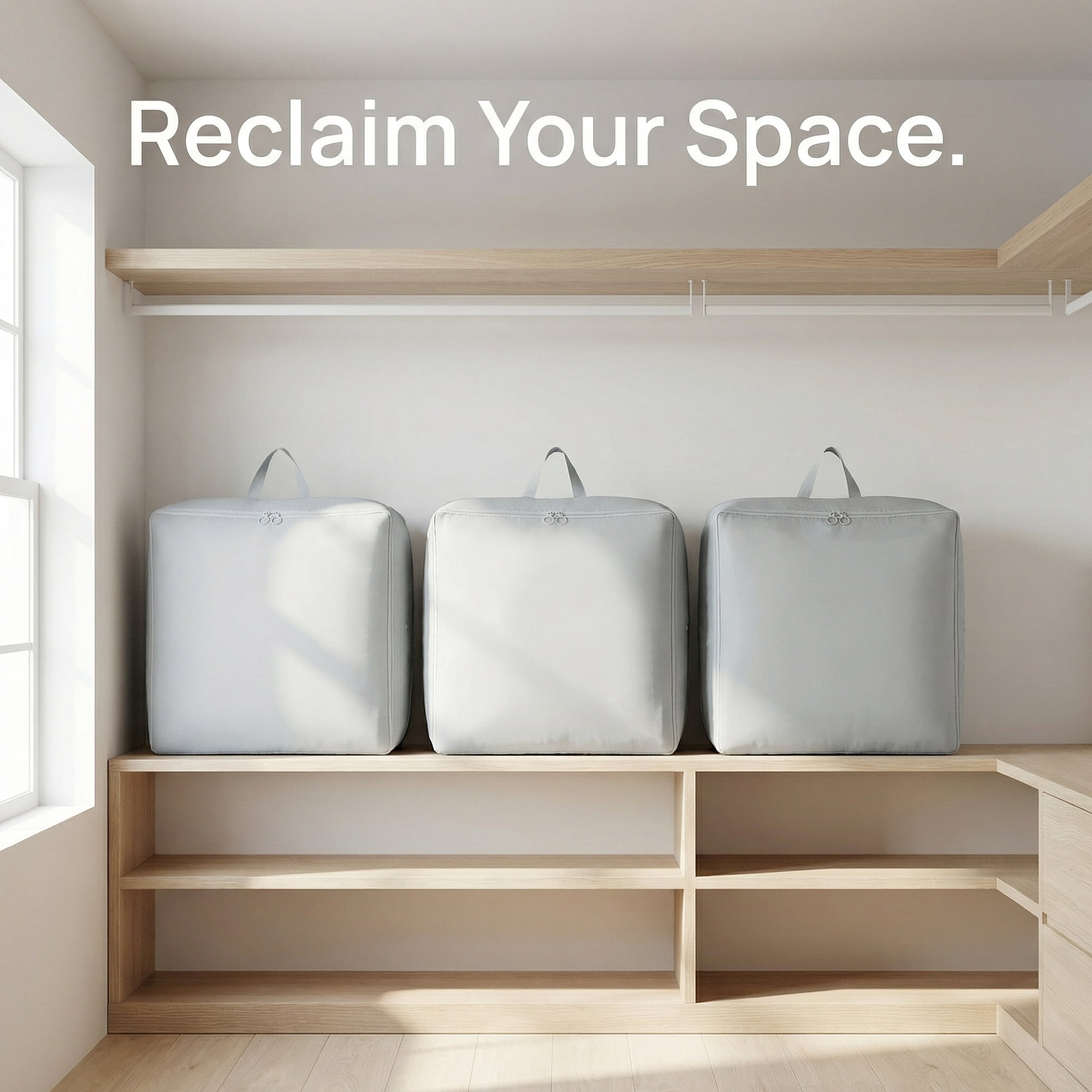 Unique Bargains Foldable Storage Bags Ideal for Organizing Bedroom Grey 21.3"x16.5"x23.6"