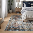 thumbnail image 2 of Bloom Rugs Washable Non-Slip 4' x 6' Rug - Blue / Orange Traditional Bordered Area Rug for Living Room, Bedroom, Dining Room, and Kitchen - Exact size: 4' x 6', 2 of 8