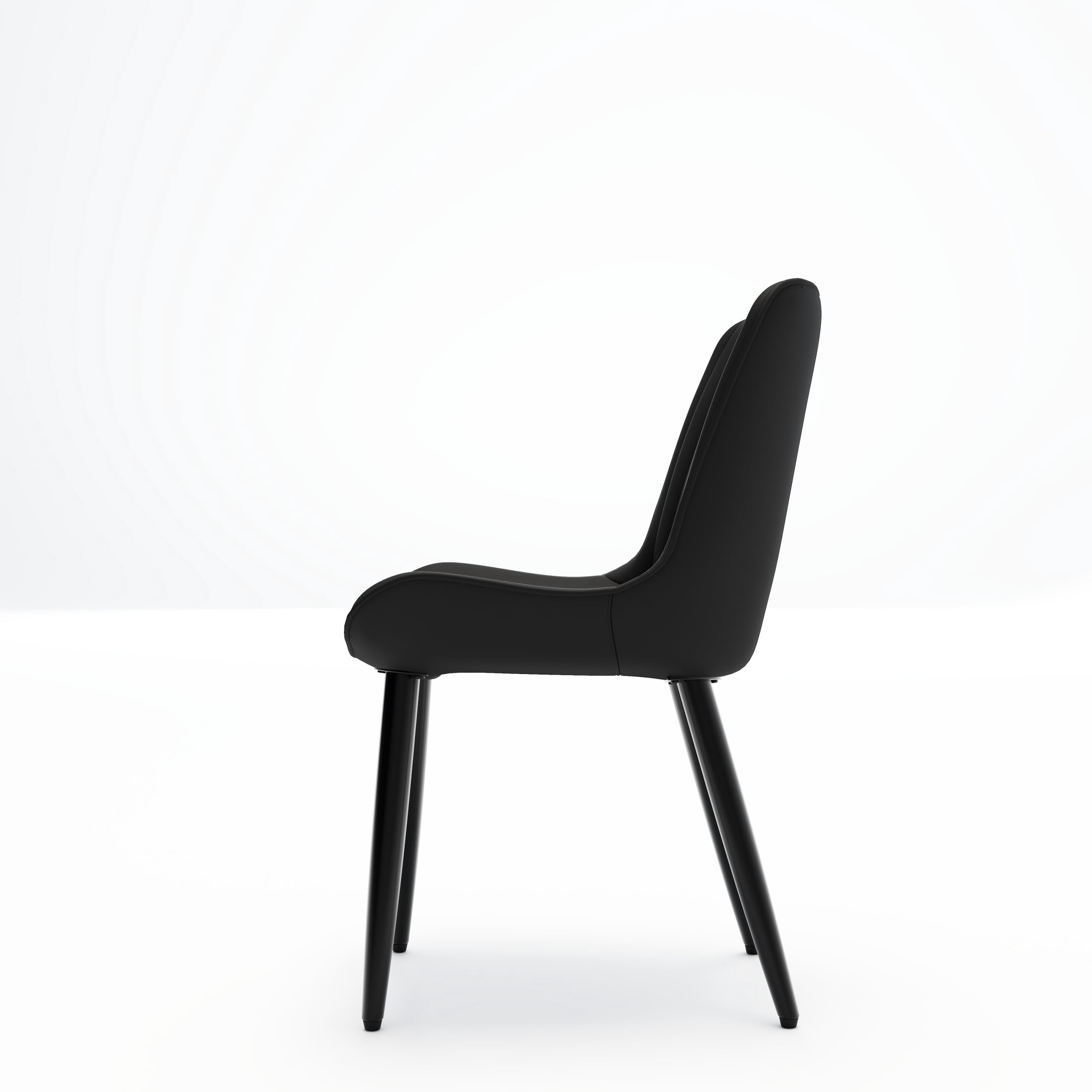 Noble House Modern PU Leather Dining Chairs with Metal Legs, Armless Side Chairs for Kitchen, Black, Set of 2