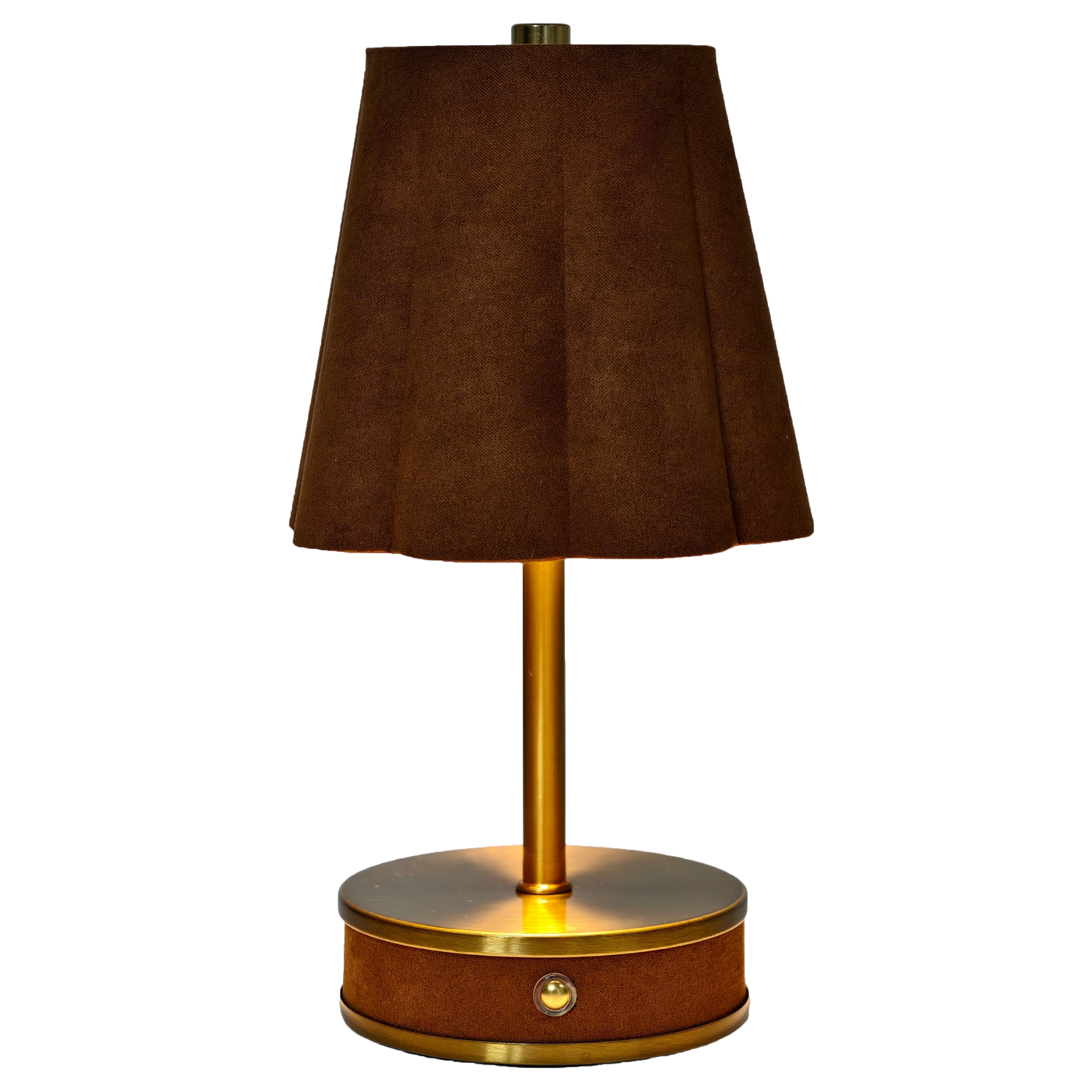 Home Decor Collection Sterling & Noble Home Brown Rounded Pleated Rechargeable Table Lamp