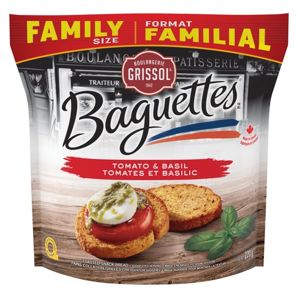 Grissol Baguettes, tomates et basilic, format familial