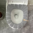 thumbnail image 4 of USSUMA Bathroom Soft Thicker Warmer Stretchable Washable Cloth Toilet Seat Cover Pads Gray, 4 of 5