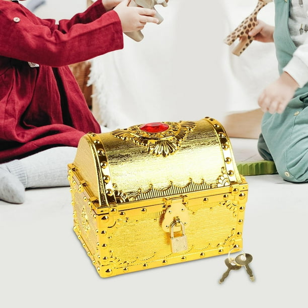 Adventurous Treasure Box Pirate Treasure Chest for Children Boys Girls Kids Aureate
