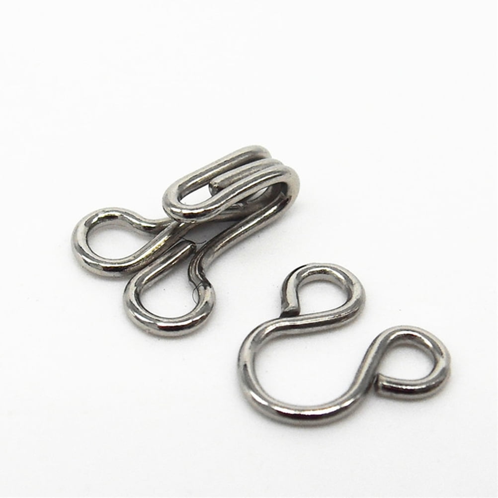 Honbay 100 Sets 17mm Silver Metal Hook and Eye Closures Sewing Hooks and  Eyes for Bra and Clothing