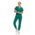 thumbnail image 3 of Hey Collection Womens Stretch Colorful V-Neck Jogger Scrubs Set, Medical Nursing Tops with Four Pocket Scrubs Jogger Pants, 3 of 5
