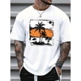 thumbnail image 7 of Palm tree Graphic Print T-Shirt For Men Casual Short Sleeve Tee 1 Pcs 100% Heavy Cotton - Comfortable Crew Neck, Soft Adorable Tees Tops, 7 of 7