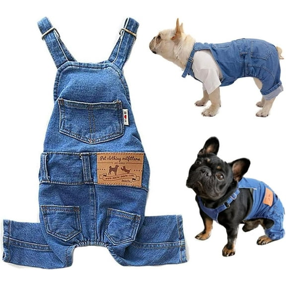 Dog Shirts Clothes Denim Overalls, Pet Jeans Onesies Apparel, Puppy Jean Jacket Sling Jumpsuit Costumes, Fashion Comfortable Blue Pants Clothing for Small Medium Dogs Cats Boy Girl-Blue-X-Large