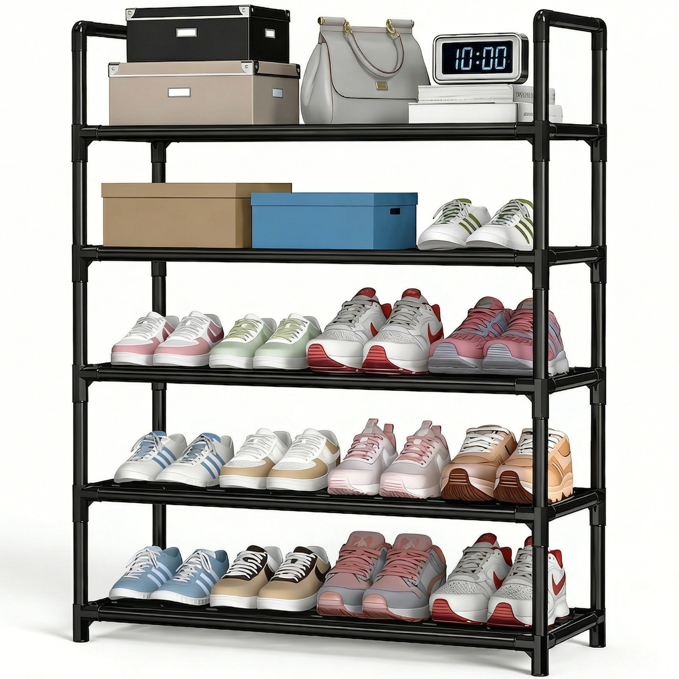 Krpimt 5-Tier Stackable Shoe Rack, Holds 15-20 Pairs, Black photo 1