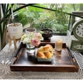 thumbnail image 2 of Ottoman Serving Tray - Rustic Farmhouse Decor; Lightweight with Metal Handles - Coffee Table Or Ottoman, Perfect for Parties, Decoration, Breakfast in Bed, Wine, Food, Tea! (Brown Tray), 2 of 6
