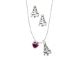 thumbnail image 2 of Delight Jewelry Purple Crystal Heart Silver tone Zig Zag Christmas Tree Charm Necklace and Stud Earrings, 2 of 4