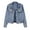 Light Blue XL, variant on Winter Women Jacket Bead Decor Plus Size Long Sleeves Turn-down Collar Chest Pockets Button Closure Coat Short Type Casual Streetwear Denim Coats