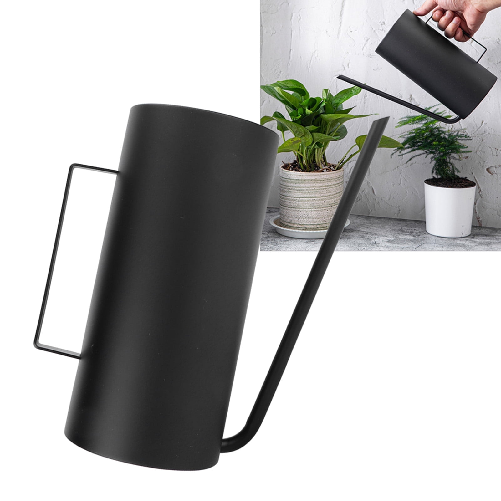 NFTIGB Stainless Steel Long Spout Flower Plant Watering Can Pot for Patio Garden Lawn, Black Finish, 1.5L / 50.7 oz Capacity, Ideal for Indoor and Outdoor Houseplants