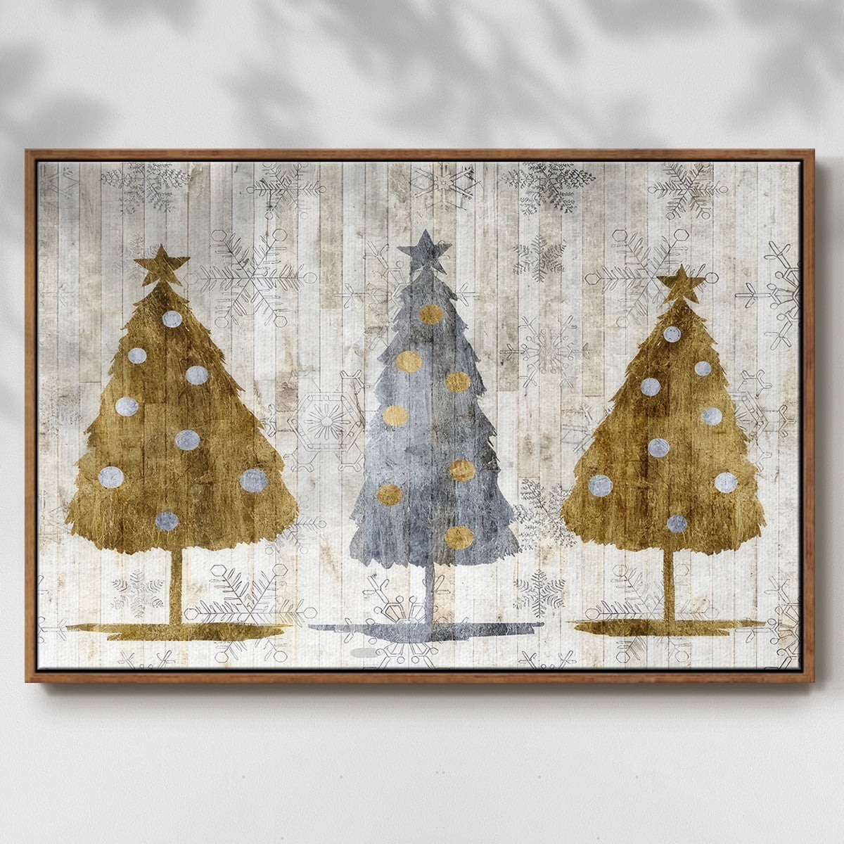 Sophisticated Christmas Collection A - Framed Gallery Wrapped Holiday Canvas - 17 x 25 - Rosewood Frame