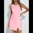 thumbnail image 4 of Vestido de Tenis Deportivo para Mujer, con Sujetador Incorporado y Bolsillos para Pantalones Cortos, Sin Mangas, Cuello Redondo, Minivestido Deportivo de Golf. Rosa M, 4 of 8