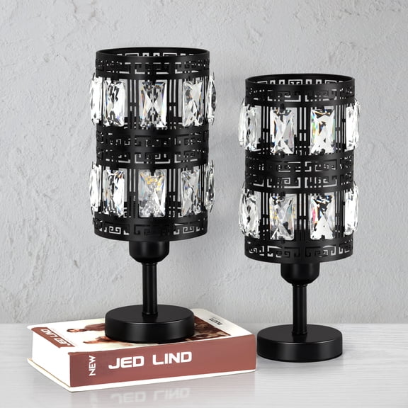 Crystal Table Lamp, Set of 2, Bedroom Table Lamp, Black Bedside Bedside Table Lamp