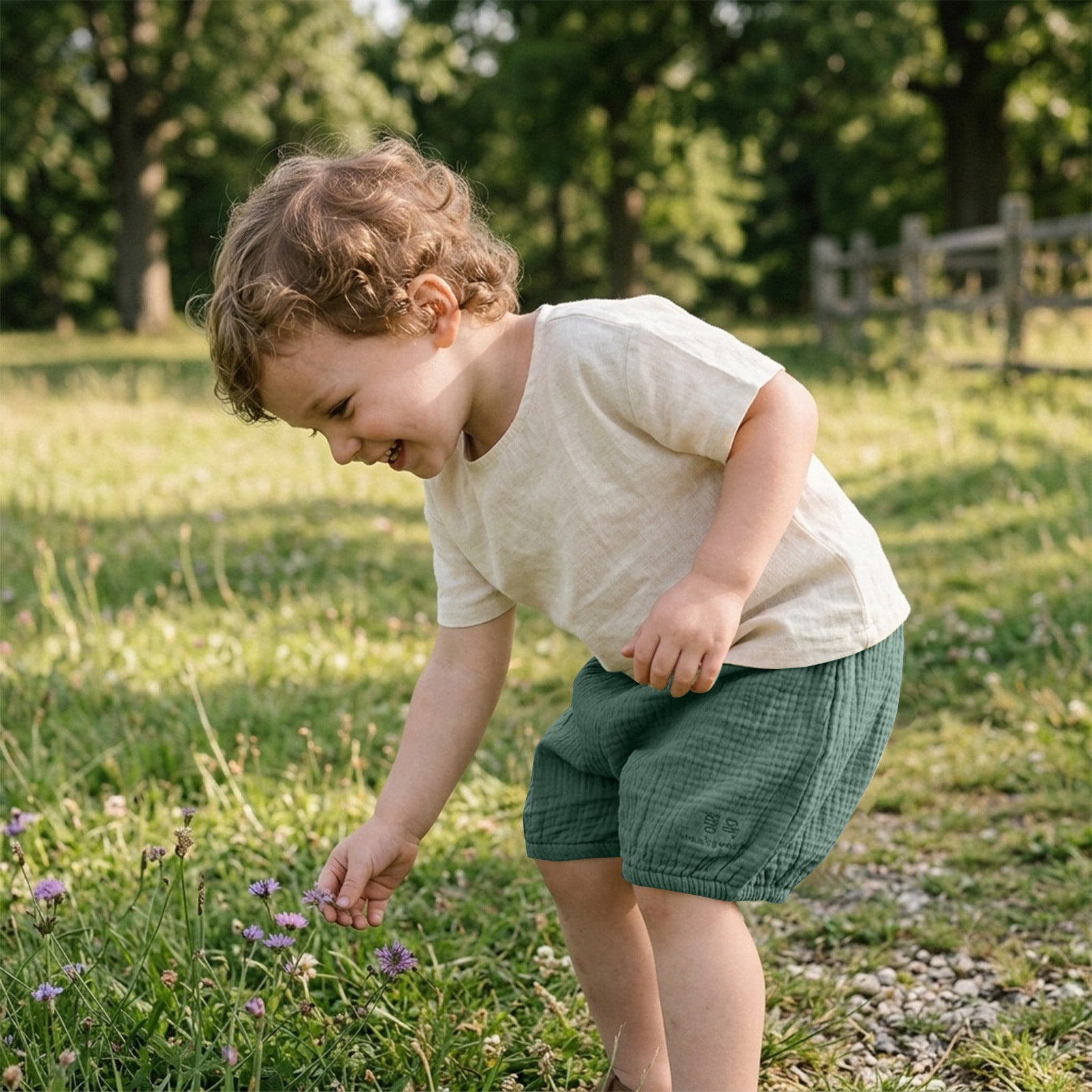 UACY Baby Bloomers for Boys Girls Cotton Linen Bubble Shorts 𝐃iaper 𝐂overs Infant Solid Underwear Cute Summer Clothes ﻿ (Blackish Green, 5-6 Years)