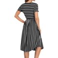 thumbnail image 2 of Vestido tipo camiseta Simier Fariry a rayas negro para mujer, 2 of 6