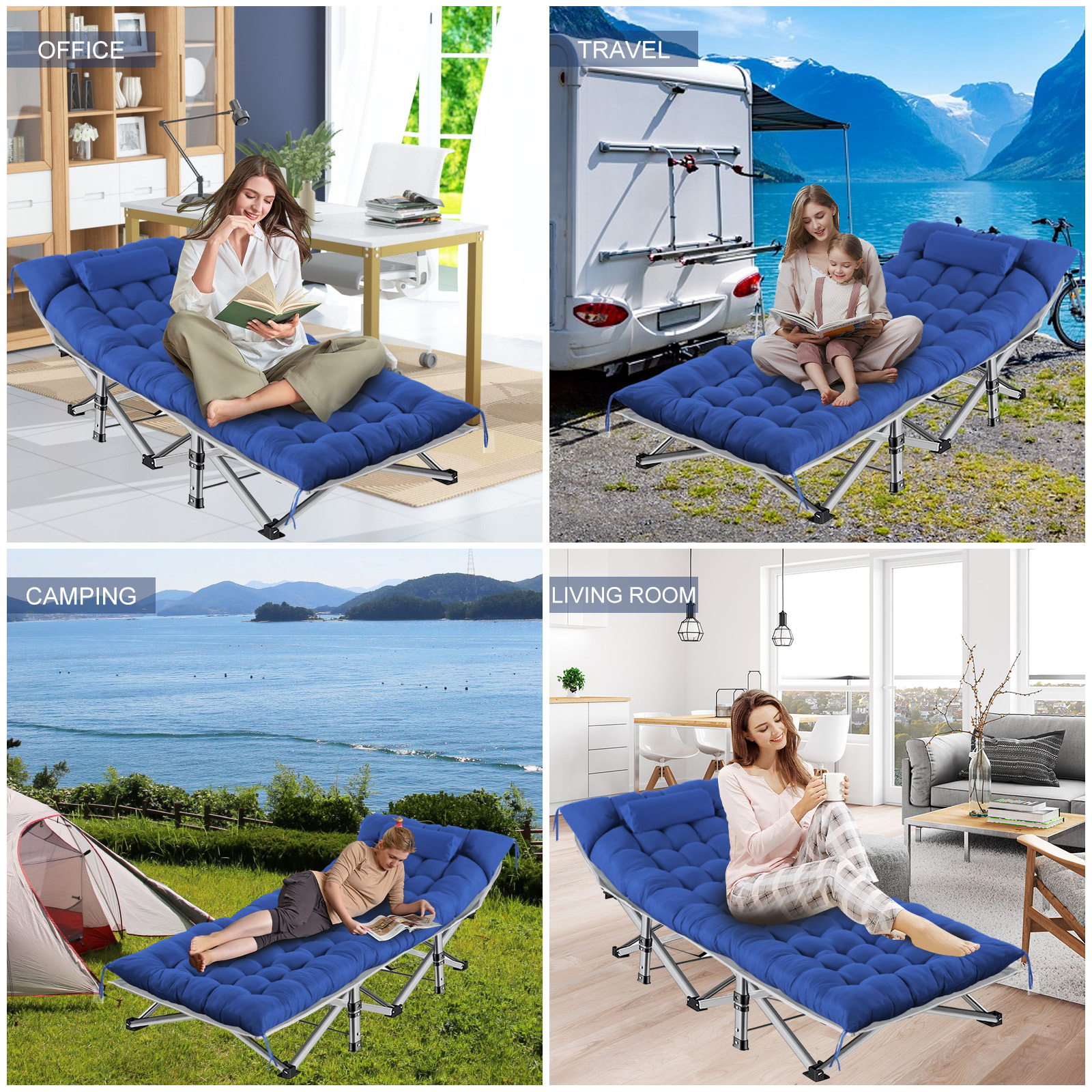 Camkey Folding Camping Cot with Pillow, 75 Inches photo 3
