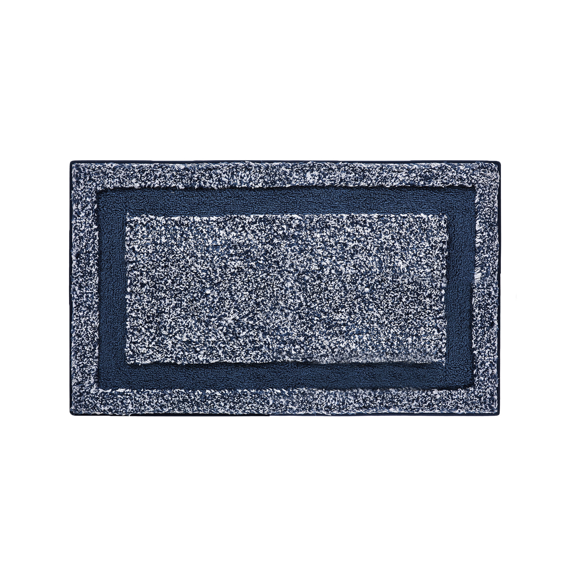 VCNY Home Heathered Hotel 2-Piece Microfiber Bath Rug Set, Navy/White
