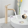 thumbnail image 5 of JERFIT Modern Tall Single Hole Bathroom Sink Faucet, Brushed Gold Stainless Steel Vessel Faucet for Above Counter Basin, 5 of 9