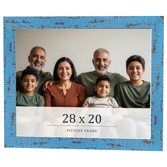 28x20 Frame Blue Solid Wood Picture Frame Width 1.125 Inches | Interior Frame Depth 0.5 Inches |